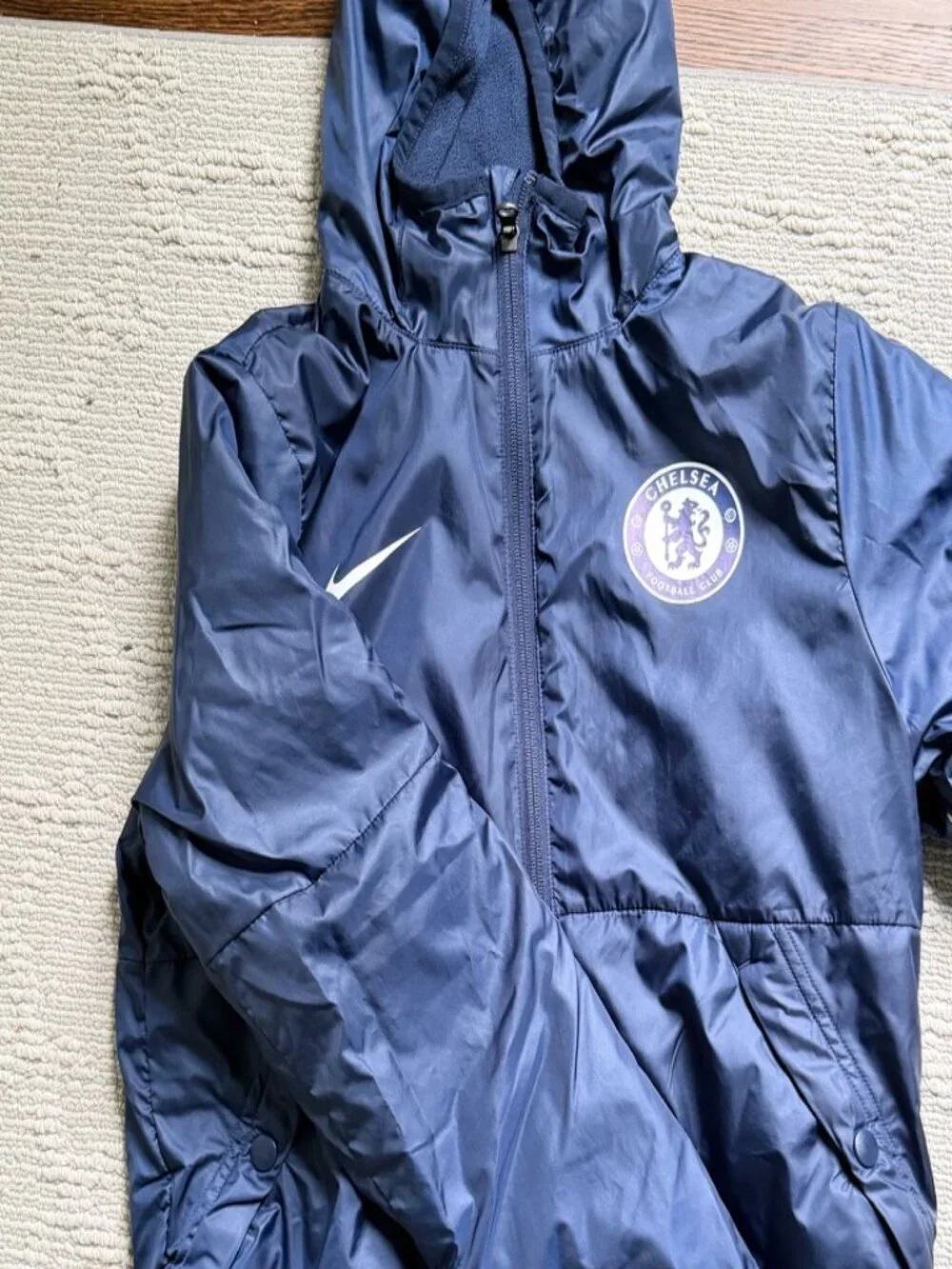 Chelsea FC Rain Jacket Zip Up Hoodie with Fleece Interior